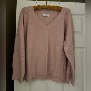 Old Navy Light Pink V-Neck Ribbed Knit Sweater